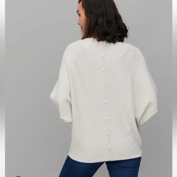 Joie Crewneck Sweater Pearl Back‎ Long Sleeve Ivory 1X - Picture 1 of 6